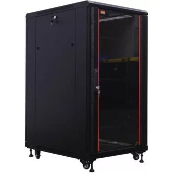 Rack serveur 19 pouces IT-BUDGET SRK - 27U - 800x1000 mm - porte en verre/acier - passe-câbles - monté - noir 99ITB19SRK27810GSNM