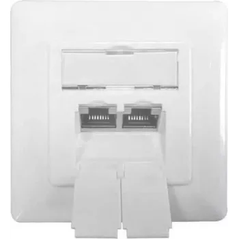 IT-BUDGET prise réseau données 2x RJ45 femelle Cat.6A blindée blanc clair encastrée horizontale PoE+ 90ITBDDSW