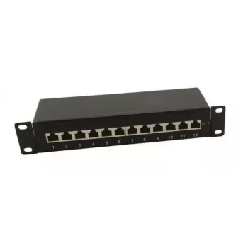 Panneau de brassage 10 pouces IT-BUDGET - blindé - Cat.6A - 500 MHz - 12 ports RJ45 - compatible PoE+ - 1U - noir (90ITB10PP6AS)