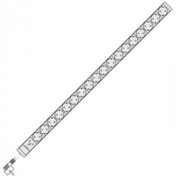 Liebernetz PDU rack Schuko 18 prises avec protection contre les surtensions et disjoncteur, 1U, gris clair 90LNSDL18VSPLSG