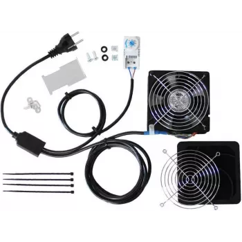 Kit de ventilateur pour armoire informatique IT-BUDGET avec thermostat, 160 m³/h, 230 V, précâblé, 1 ventilateur 90ITBTKD180603KTHS128