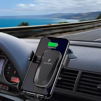 CYOO CY120792 support de voiture sans fil Qi 15W avec fonction de charge, serrage automatique et rotation à 360°