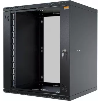 Armoire réseau 19 pouces TAUNUS IT-BUDGET 12U profondeur 450 mm porte vitrée verrouillable noire 90ITB191245GS