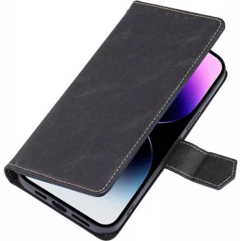 Coque portefeuille BookCase Premium CYOO pour iPhone 14 Pro, noire CY122793