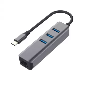 Hub EXSYS EX-1133-N-3 USB 3.2 Gen 1 avec 3 ports USB-A et Ethernet Gigabit (USB-C)