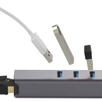 Hub EXSYS EX-1133-N-3 USB 3.2 Gen 1 avec 3 ports USB-A et Ethernet Gigabit (USB-C)