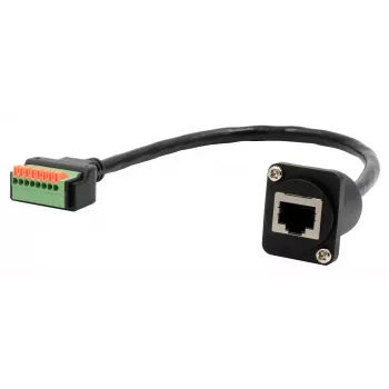 EXSYS EX-49161 adaptateur D-type RJ45 femelle vers bornier 8 broches avec bouton-poussoir, CAT.5e, 20 cm
