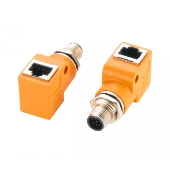Adaptateur Ethernet industriel EXSYS EX-49502 M12 codé A 8 broches mâle vers RJ45 femelle 90°