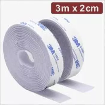 Quadrios 24CA323 bande auto-agrippante autocollante, 3 m x 20 mm, blanche