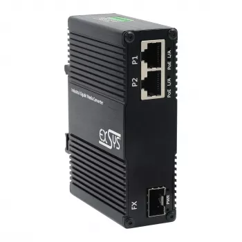 Convertisseur média PoE++ EXSYS EX-60344 2 ports 90 W, SFP, -40 °C à +80 °C