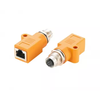 Adaptateur industriel M12 codé A 8 broches femelle vers RJ45 femelle EXSYS EX-49501, Gigabit Ethernet, IP67