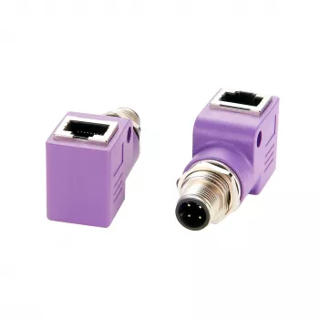 Adaptateur Ethernet industriel M12 codé D 4 broches mâle vers RJ45 femelle coudé 90° EXSYS EX-49522