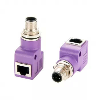 Adaptateur Ethernet industriel M12 codé D 4 broches mâle vers RJ45 femelle coudé 90° EXSYS EX-49522