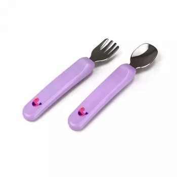 Set de couverts pour bébé Kidsme - cuillère et fourchette, lavande, 6m+