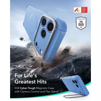 Coque ESR Cyber Tough Kickstand MagSafe pour iPhone 17 Pro Max / 18 Pro Max bleu clair