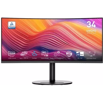 Moniteur professionnel incurvé MSI Modern MD342CQPDE 34 inch UWQHD 120 Hz avec USB-C 98 W PD, commutateur KVM et haut-parleurs intégrés