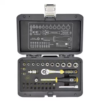 Jeu de douilles métriques C.K Tools T4660 36 pièces avec carré d'entraînement 1/4 pouce, cliquet 72 dents et embouts