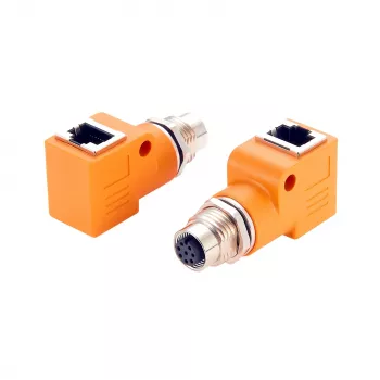 Adaptateur EXSYS M12 codage A 8 broches femelle vers RJ45 femelle 90° EX-49503