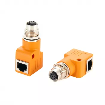 Adaptateur EXSYS M12 codage A 8 broches femelle vers RJ45 femelle 90° EX-49503