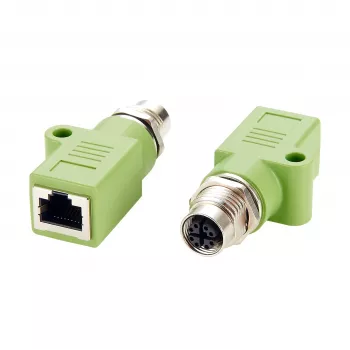 Adaptateur EXSYS M12 X-Coded 8 broches femelle vers RJ45 femelle, 10Gbit/s, IP67, laiton nickelé EX-49541