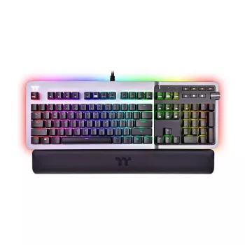 Clavier mécanique gaming Thermaltake Argent K5 - Cherry MX Speed Silver, RGB, disposition allemande