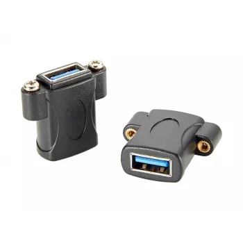 Adaptateur encastrable EXSYS EX-49301 USB 3.2 Gen 1, USB-A femelle vers USB-A femelle, 5 Gbit/s, noir