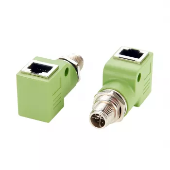 Adaptateur Ethernet industriel EXSYS M12 X-codé 8 broches mâle vers RJ45 femelle 90°, 10 Gbit/s, IP67, blindé EX-49542