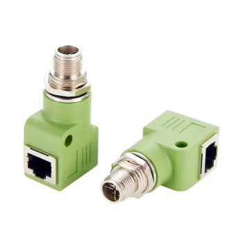 Adaptateur Ethernet industriel EXSYS M12 X-codé 8 broches mâle vers RJ45 femelle 90°, 10 Gbit/s, IP67, blindé EX-49542