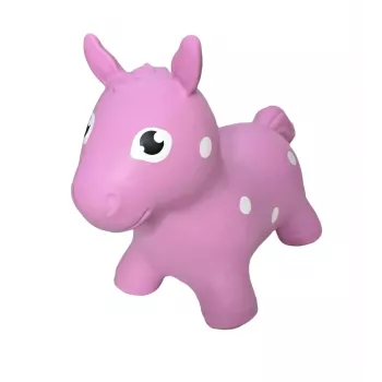 Gerardo's Toys Cheval sauteur rose – jouet animal sauteur pour enfants, PVC résistant, capacité 50 kg, hauteur d'assise 28 cm, certifié CE et EN71