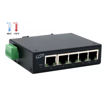 Switch Ethernet industriel EXSYS 5 ports, 10/100 Mbps, rail DIN, -40 °C à +75 °C EX-6200-T