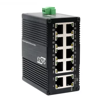 Switch PoE+ industriel Gigabit EXSYS Mini 10 ports, administrable par web (EX-62036MPOE)