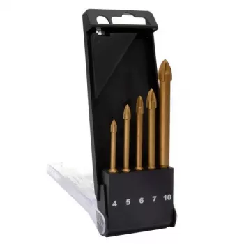 Ensemble de forets à verre C.K Tools T3059, 5 pièces (4-10 mm), pointe en carbure de tungstène, pour verre, carrelage, céramique, porcelaine, miroir