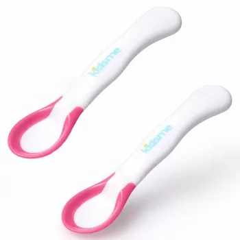 Cuillères d'alimentation pour bébé à indicateur de température Kidsme, lavande, lot de 2, 6+ mois