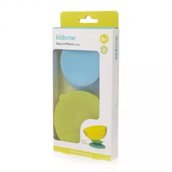 Support de set de table à ventouse Stay-in-Place KIDSME pour bols, biberons et gobelets, lot de 2, Sky & Lime