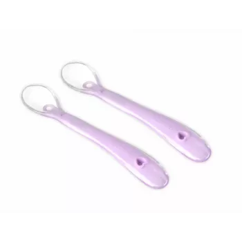 Cuillères de diversification pour bébé Kidsme, lot de 2, lavande, silicone de qualité alimentaire, à partir de 4 mois