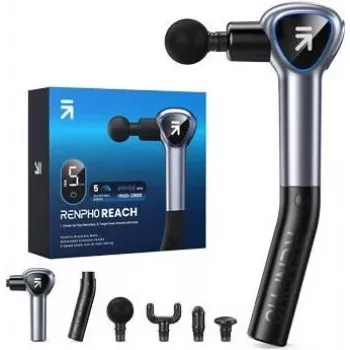 Pistolet de massage Renpho Reach Mini R-C007 gris, masseur à percussion avec poignée d'extension