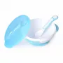 Ensemble d'alimentation pour bébé Kidsme avec bol à ventouse, couvercle et cuillère thermique, aigue-marine, 9+ mois