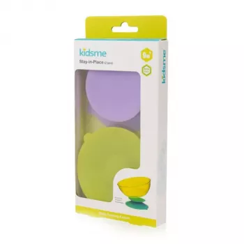 Tapis à ventouse Stay-in-Place KIDSME pour bols, biberons et gobelets, lot de 2, citron vert et lavande
