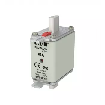Cartouche fusible NH Eaton 63NHG00B 63 A 500 V AC gG taille 00 avec indicateur mécanique (lot de 3)