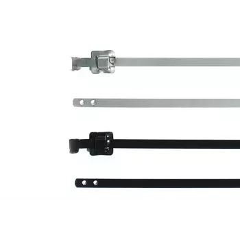 Serre-câble en acier inoxydable réutilisable MLT16SSC5 HellermannTyton avec revêtement polyester, noir, 400 mm x 12,7 mm, pack de 100 111-91161