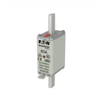 Fusible NH Eaton 80NHG0B taille 0, 80 A, 500 V AC, gG, indicateur mécanique, lot de 3