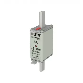 Eaton 6NHG0B fusible NH avec indicateur mécanique, taille NH0, 6 A, 500 V AC, gG, lot de 3