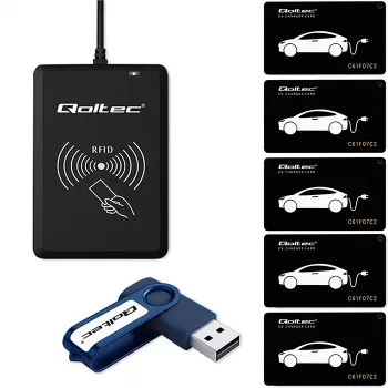 Qoltec Hotel EV System | programmateur de cartes EV + logiciel + 5 cartes EV