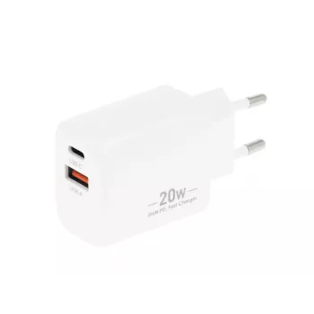 Chargeur MOVANO GaN 20W USB-C PD + USB-A (blanc)