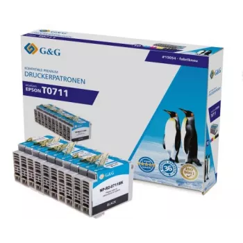 Ensemble de cartouches d'encre G&G compatible pour Canon PGI-710/CLI-711 – noir, cyan, magenta, jaune – lot de 4 (série NP-R-0711) 1P0711-10