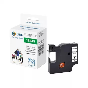 Ruban d'étiquetage compatible G&G Rhino 21680 19 mm noir sur blanc pour Dymo Rhino