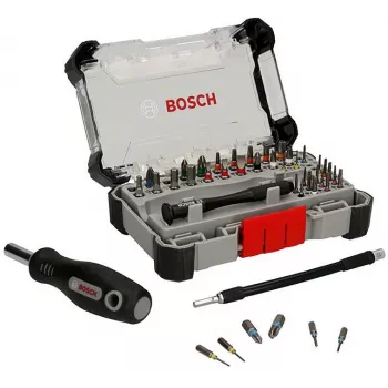 Présentoir de coffrets d'embouts de tournevis de précision Bosch, 5 coffrets de 33 pièces (165 au total), acier S2, hex 1/4 inch, embouts PH/PZ/S/H/T, porte-embouts magnétique, présentoir de vente 2607002837,0