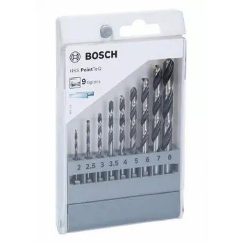 Coffret de forets métal Bosch HSS PointTeQ, 9 pièces, 2-10 mm, forets hélicoïdaux 2607002826
