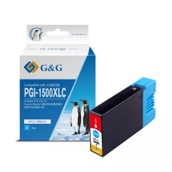 Cartouche d'encre cyan grande capacité G&G compatible Canon PGI-1500XLC (9229B001)