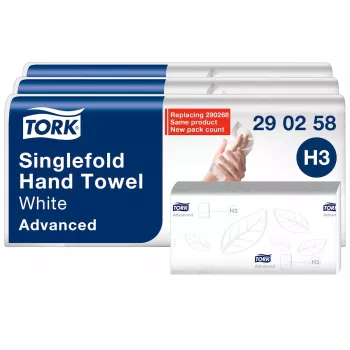 Tork Advanced H3 Z-Fold Hand Towels 2-Ply White (290258) – 3750 Towels